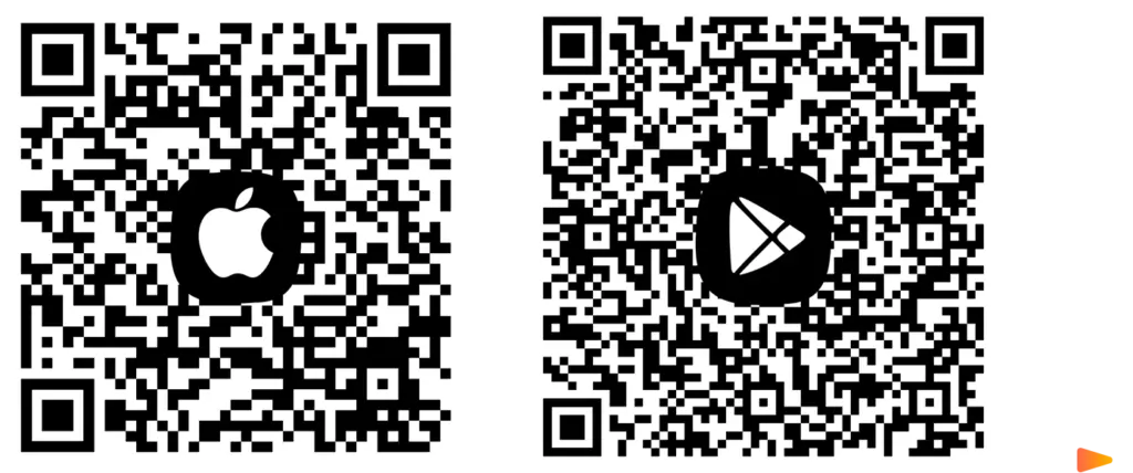 Två QR-koder för nedladdning av Dayli-appen i App Store och Google Play.